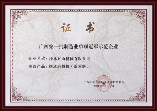 Manufacturing Champion Certificate