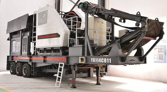 Mobile Jaw Crusher at Construction Site
